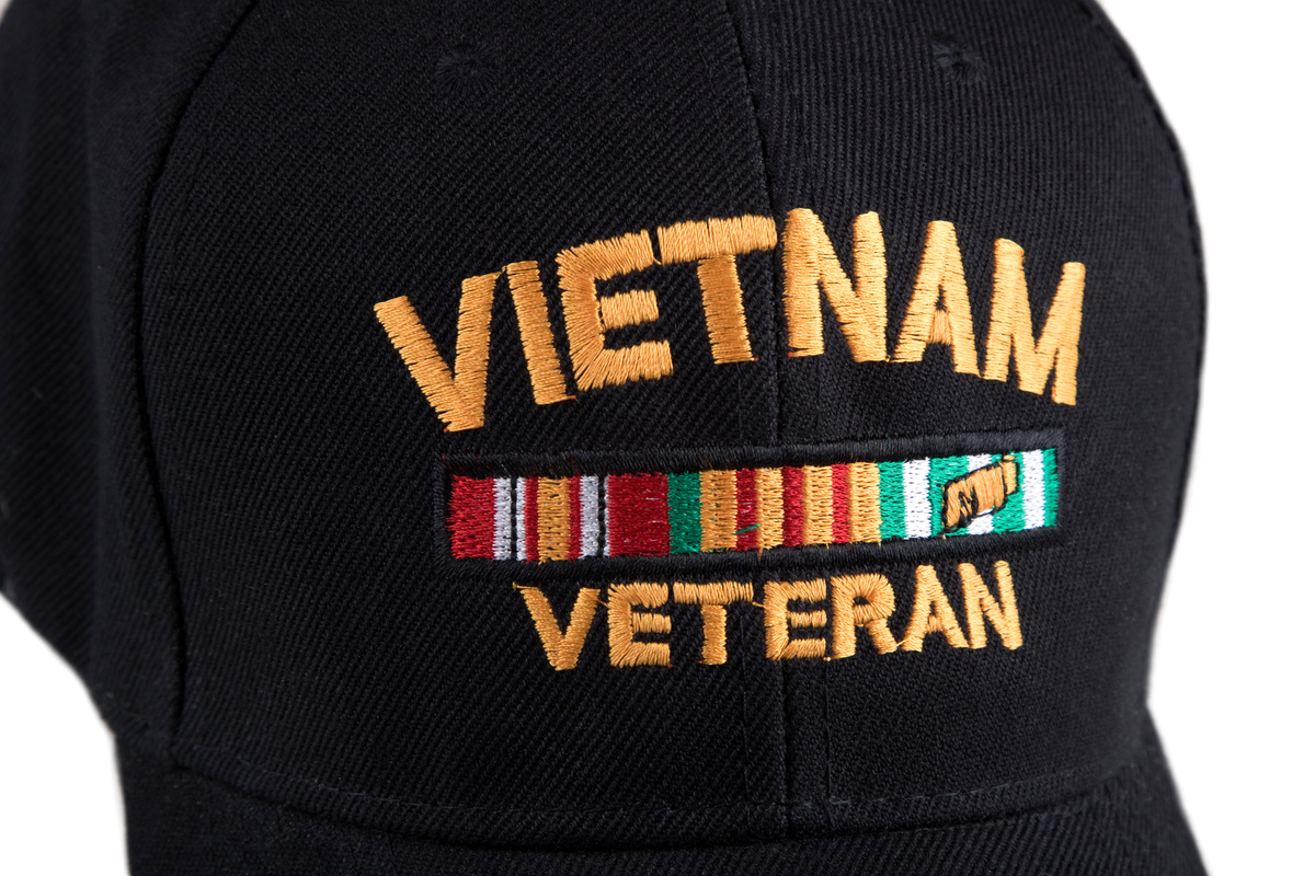 Vietnam Veteran cap, close-up on white background